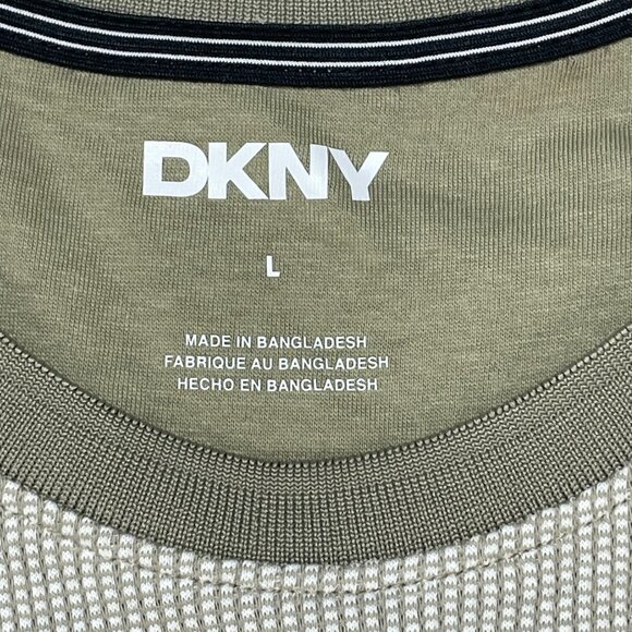 DKNY Tee Shirt Mens Sz Large Tan Short Sleeve Textured Cotton Stretch Shirt NWT - Picture 5 of 8